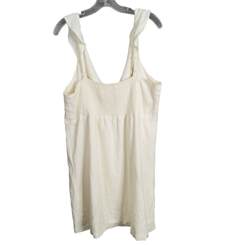 Old Navy Size XL Dress Ruffle Tank Smocked Back Linen Blend Knee Beachy Summer - Picture 3 of 8